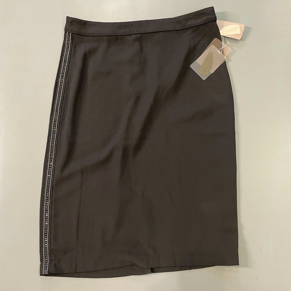 Black Beaded Pencil Skirt